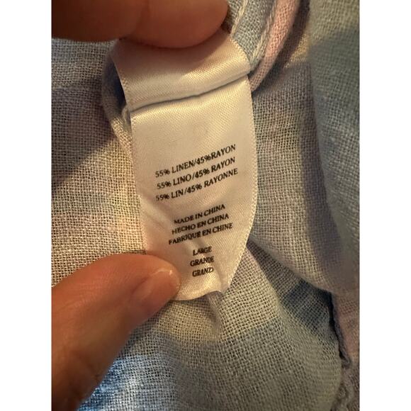 Rails Women’s Pink/Blue Charli Linen Blend Plaid Button Up LS Shirt Size L - Picture 9 of 10